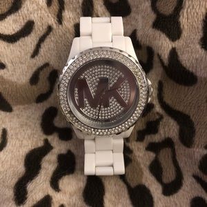 Michael Kors White and Rhinestone Watch